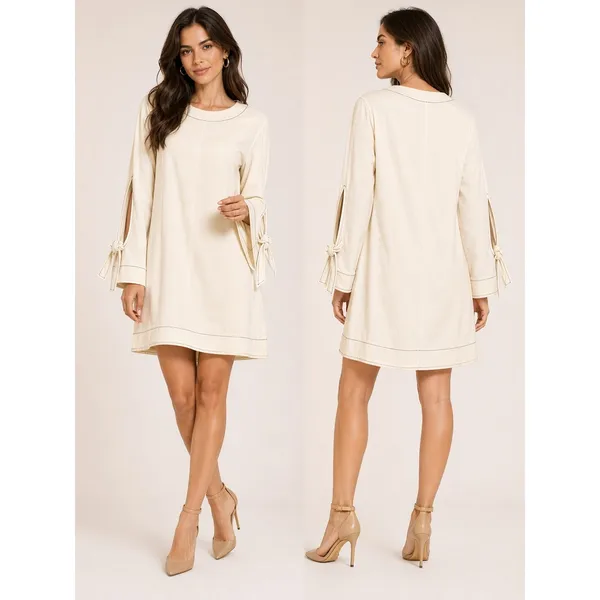 Laundry By Shelli Segal Womens Long Sleeve Shift‎ Marshmallow Ivory Size 6 - Image 2