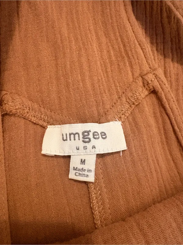 Umgee Cotton Gauze Overalls in Warm Rust - Image 3