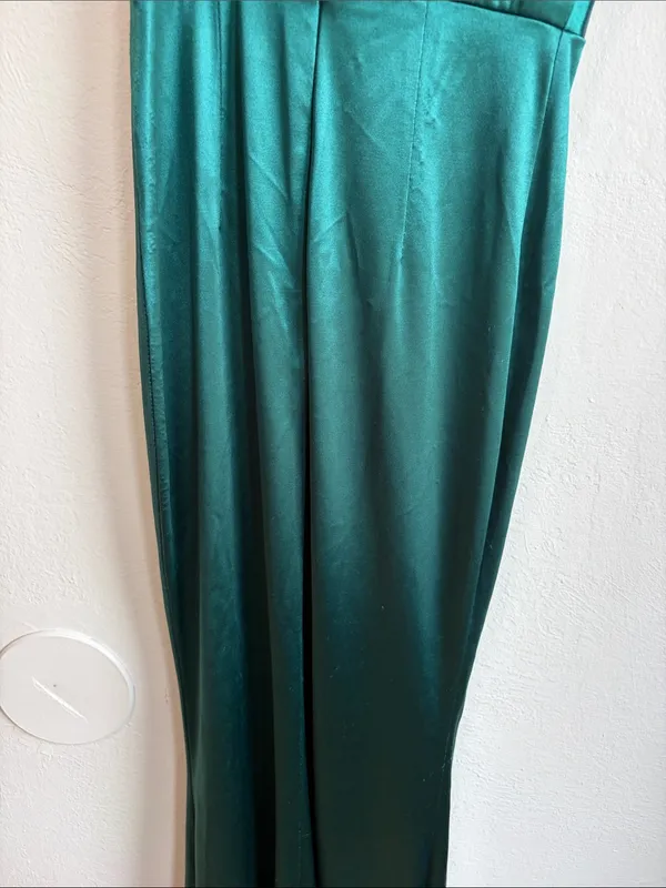 Hello Molly Emerald Green Satin Cowl Neck Slip Dress size xs - Image 5