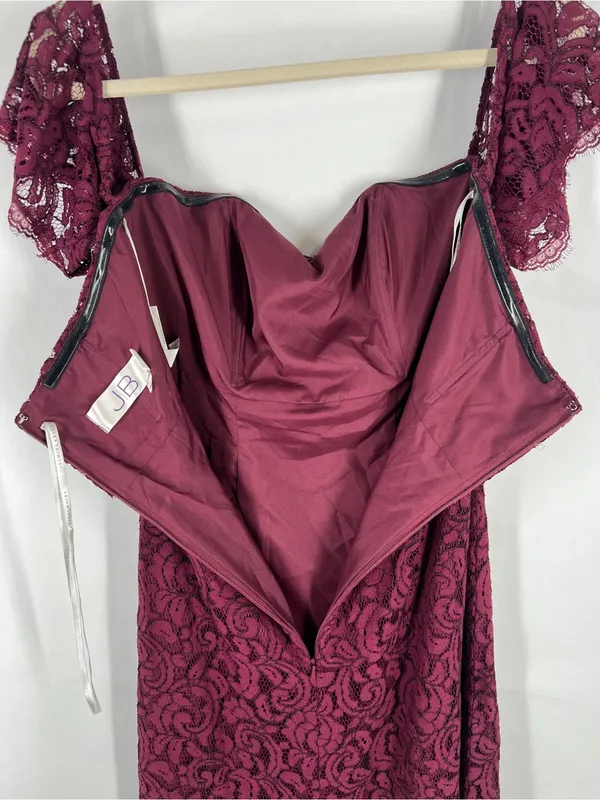 Jasmine Bridesmaids JB Burgundy Lace‎ Off Shoulder Dress NWT Size 6 - Image 11