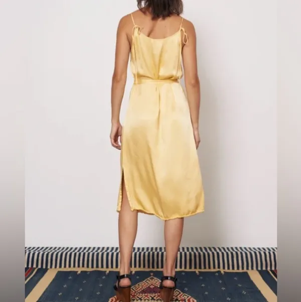 Raquel Allegra Slip Midi Dress Yellow Satin Size Small/4 - Image 2