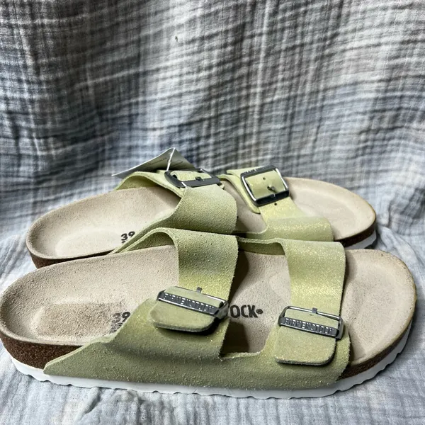 Birkenstock Arizona Suede Glitter Yellow Sandals - Image 2