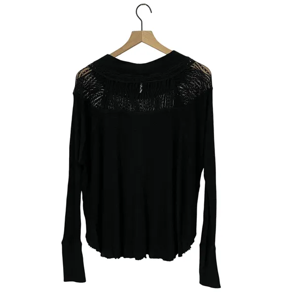 Free People Spring Valley Lace Trim Tunic Top - Black - Small - Image 3