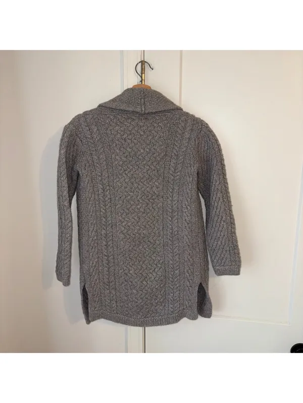Aran Crafts $150 100% Merino Wool Oversized Woman’s XXS open cardigan Gray - Image 6