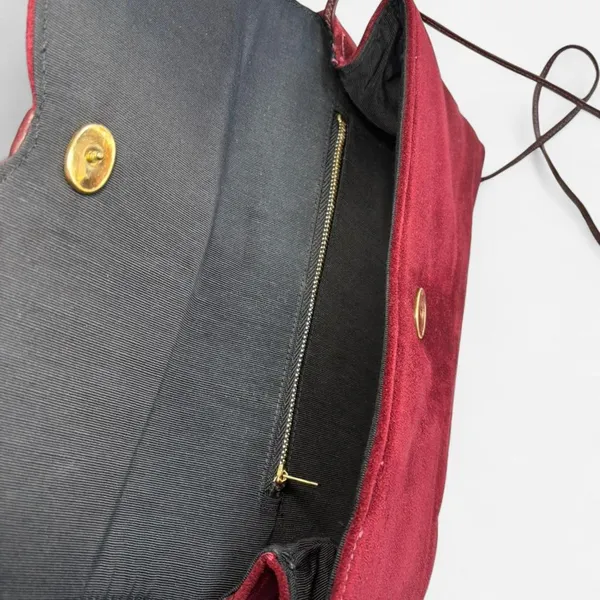 Red and Black Suede Clutch Bag for Women - Classic Minimalist - Image 4