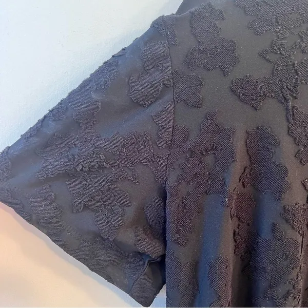 Aritzia Wilfred Black Sheer Top with Embroidered Floral Detailing Size Medium - Image 2