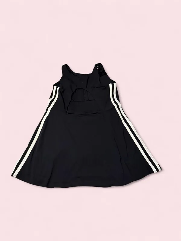 JoyLab Black Tank Skater Dress with white side stripes - Image 2