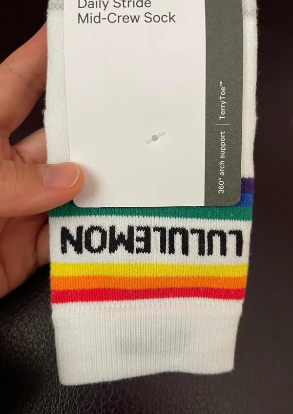 Lululemon One  daily studs mid crew rainbowsock size L NWT - Image 3