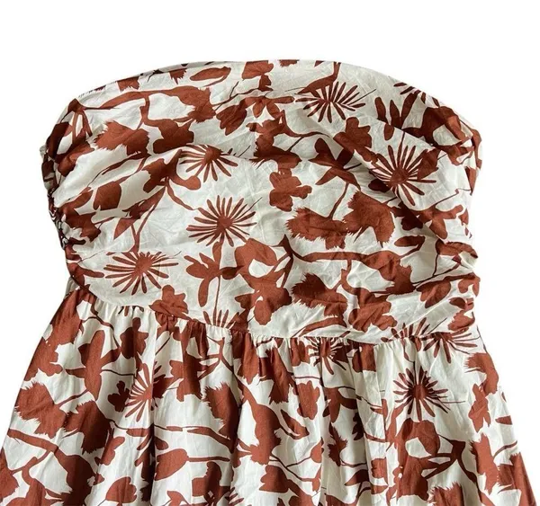 Showpo Evita Floral Midi Dress Ruched High Split Strapless NEW S - Image 6