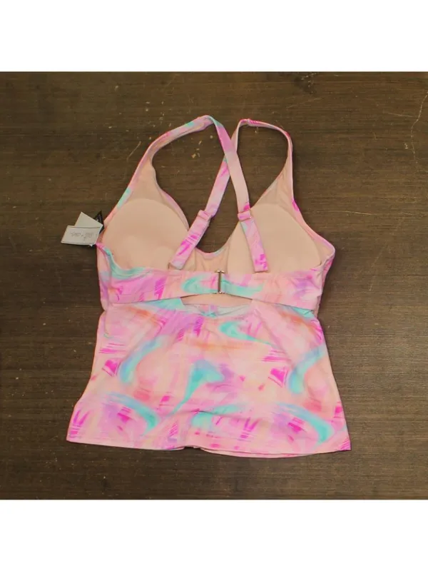 NWT Salt + Cove Swim Top with Crisscross Back Wave After Wave Pink Multi 1X - Image 3