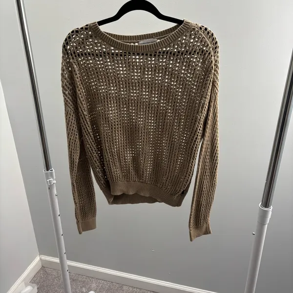 Calvin Klein Jeans Cotton Open-Stitch Tan Sweater - Image 2