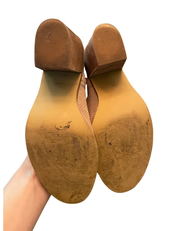 Peep Toe Suede Block Heels Size 8 - Image 11