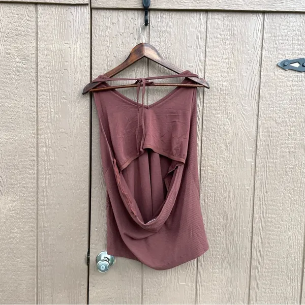 Old Navy Womens Top Shirt Brown Ribbed Halter Tie Neck Plus Size 4X - Image 3