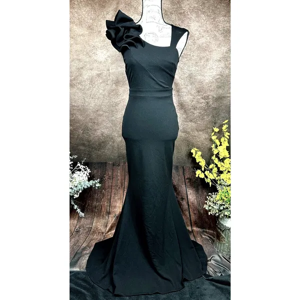 LuLu's Lucette Black Sleeveless Ruffled Mermaid Gown XS - Image 3