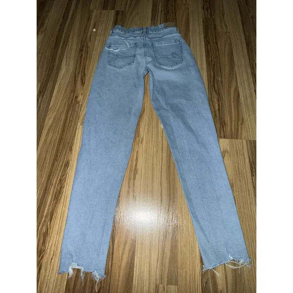 American Eagle Curvy Mom Jean Women's‎ Sz 00 Blue High Rise Distressed - Image 7