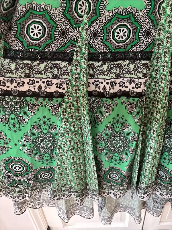 Alice & Olivia Alette Halter Maxi Dress Green‎ New Size 12 NWT Bandana Print - Image 7