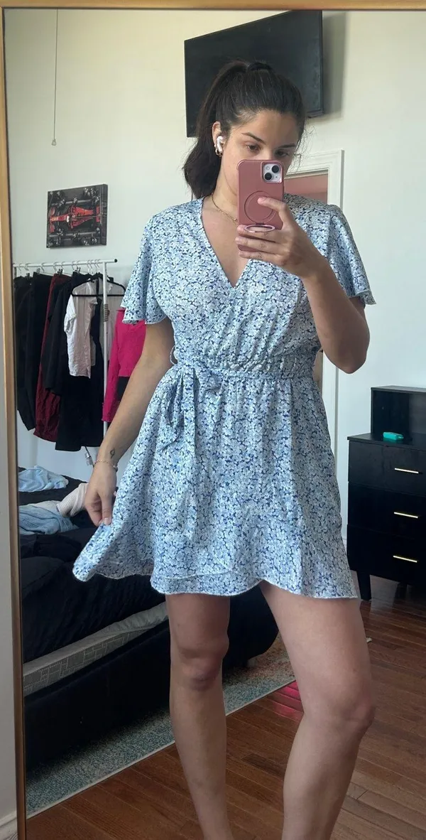 Blue floral sun dress Size L - Image 2