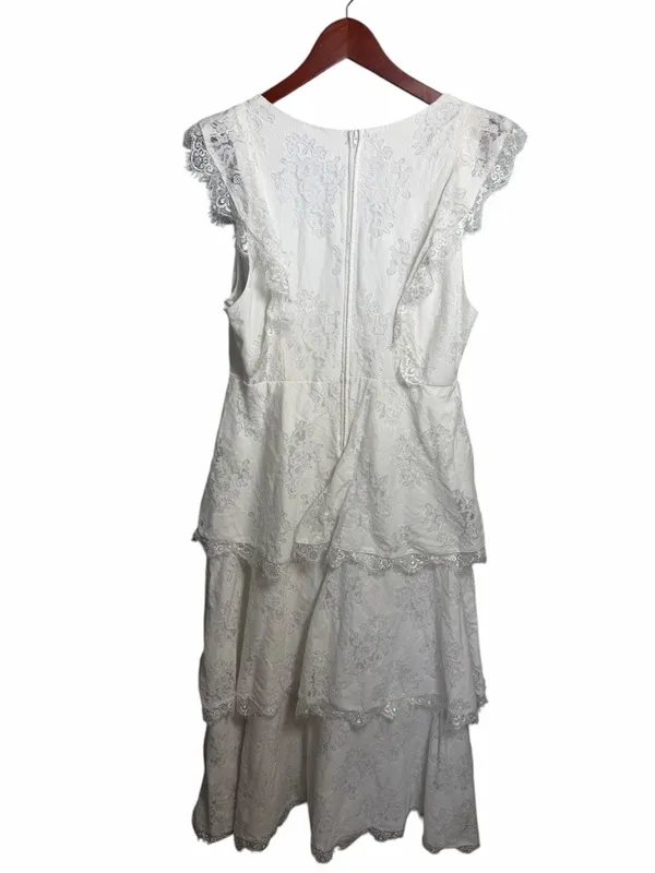 Premier White Lace Maxi Dress with Ruffle Sleeves - Image 5