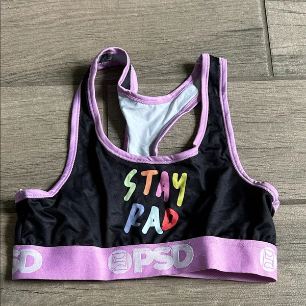 PSD Black and Pink 'Stay Rad' Sports Bra - Image 2