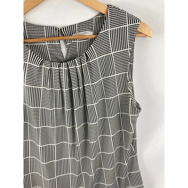 Calvin Klein Pleated Plaid Sleeveless Top Size Large - Image 4