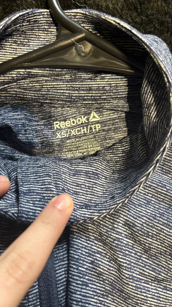 Navy blue and white striped rebebok zip up  - Image 3