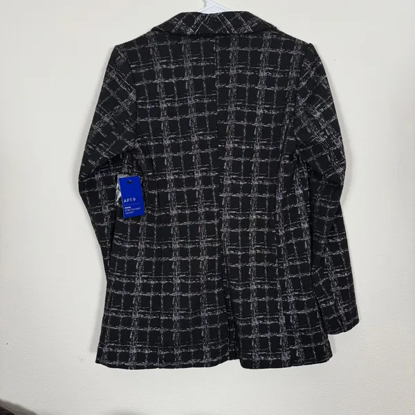 Apt. 9 Black Silver Metallic‎ Plaid Blazer Stretch XS Office Party Festive Holiday Glam - Image 3