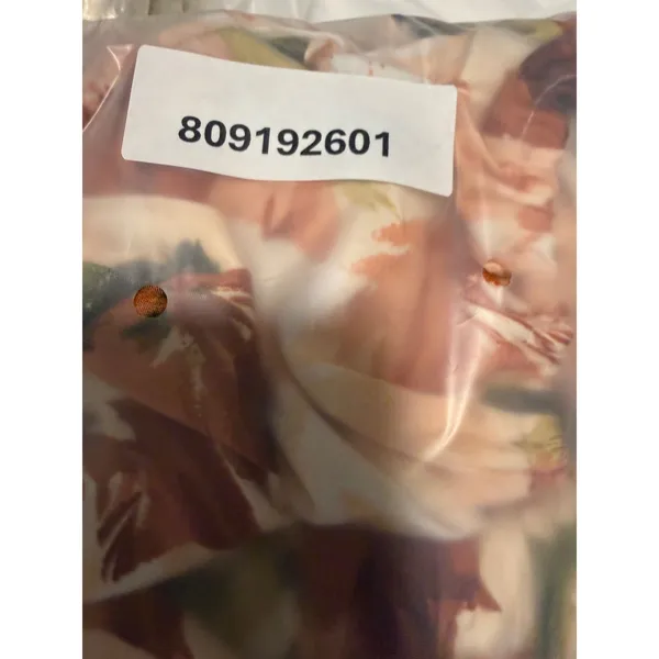Abercrombie & Fitch Floral Satin Crop Top Medium Long Sleeve Blouse Orange - Image 11