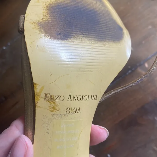 Enzo‎ Angiolini Eagiannes Sandals Womens Size 8.5 Gold Beaded Stiletto Heel Y2K - Image 6