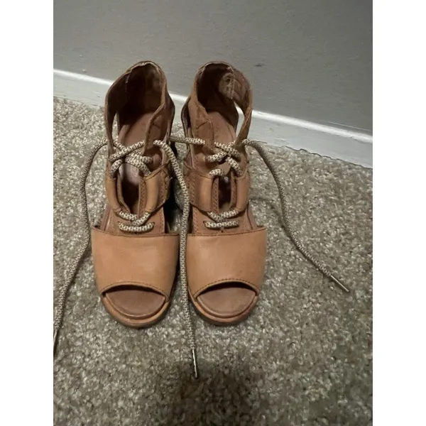 Sorel Women Joanie Ankle Leather Lace Up Open Toe Wedge Sandals shoes sz 6.5 - Image 14