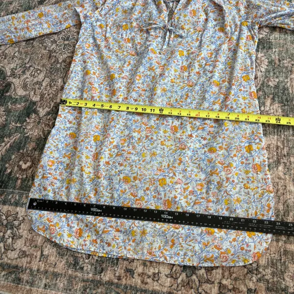 J. Crew Floral Peasant Dress M Long Sleeve Keyhole Belted Cottage Fall Boho - Image 7