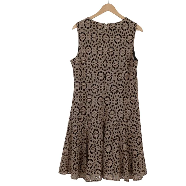 Tommy Hilfiger Dress Womens 14 Fit & Flare Tan Black Lace Sleeveless Excellent - Image 5
