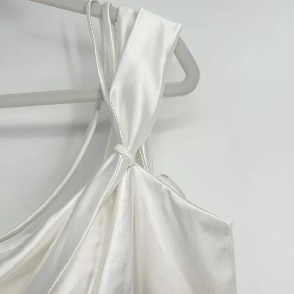 Lulus Womens Celebration Of Love White Satin One Shoulder Bodycon‎ Mini Dress XL - Image 6