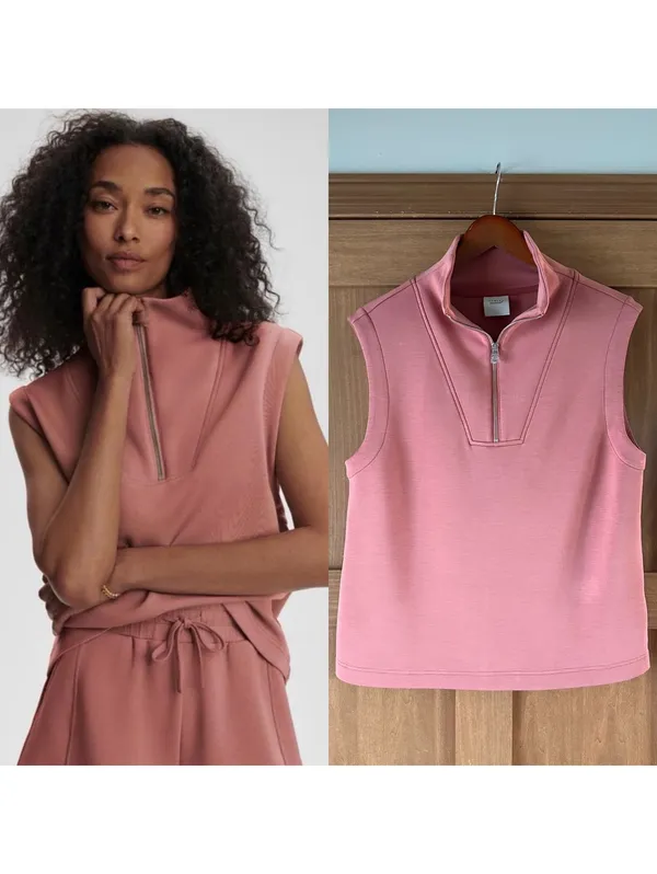 NWOT Varley DoubleSoft Magnolia 2.0 Half-Zip Tank in Canyon Rose Women’s Medium - Image 2