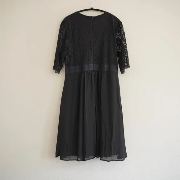 Pinup Fashion Black Lace Chiffon‎ V-Neck Cocktail Dress Plus Size 16W NWT Vixen - Image 6