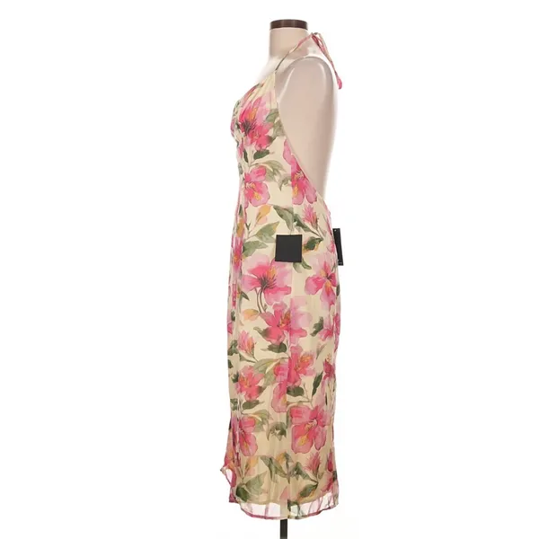 Lulus Harleigh Light Yellow Floral Halter Midi Dress Large Garden Party - Image 6