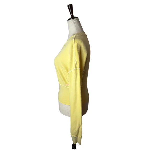 n:PHILANTHROPY Reeves‎ Sweatshirt Women Small Yellow Crop Distressed Streetwear - Image 8