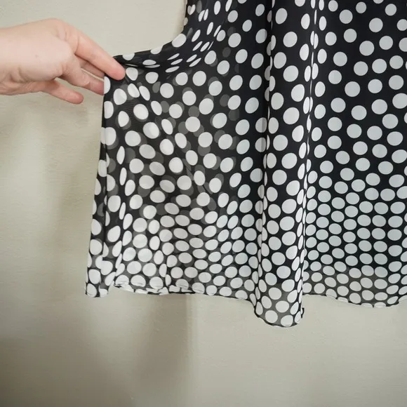 Jessica Howard Shift Dress 18W Black‎ White Polka Dot Ombre Chiffon Sleeveless - Image 4