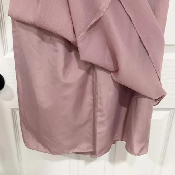 NWT David’s Bridal Formal Mauve Chiffon Ruched Strapless Size 12 Mini Dress - Image 4