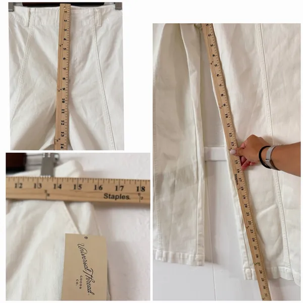 Universal Threads 8 Wide Leg Cropped Stretch Pants NWT Ivory High Rise - Image 8
