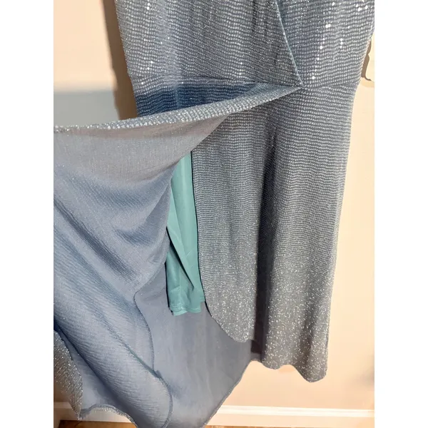 Altar'd State Bluebell Sequin Dress M Blue‎ NEW Faux Wrap Metallic Keyhole - Image 4