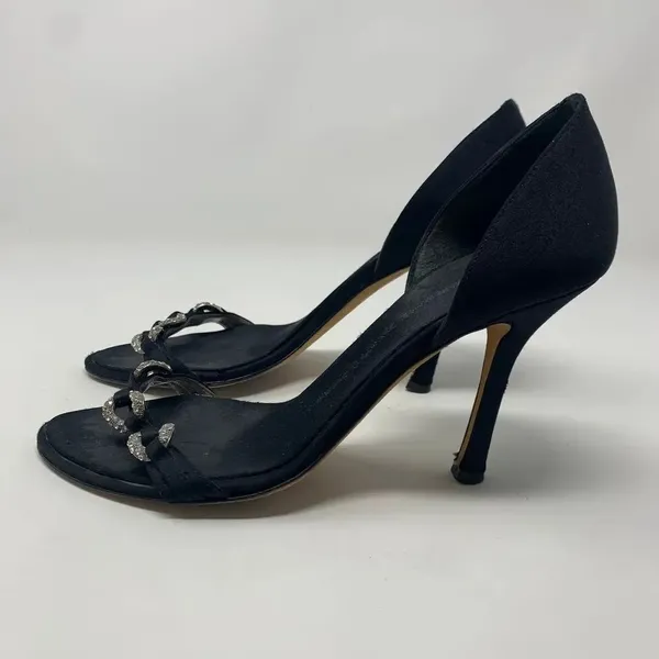 Giuseppe Zanotti Black Silk Sandals‎ w/ Rhinestones - Image 9
