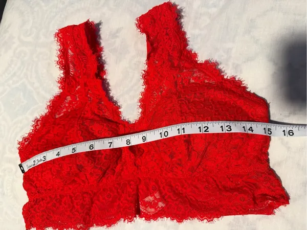 aerie Red Lace Longline Bralette size L - Image 11