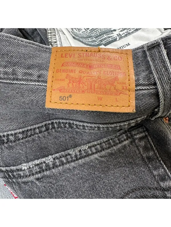 Levis 501 Original Black Cut Off Denim Jean Shorts Womens 24 High Rise Raw Hem - Image 7