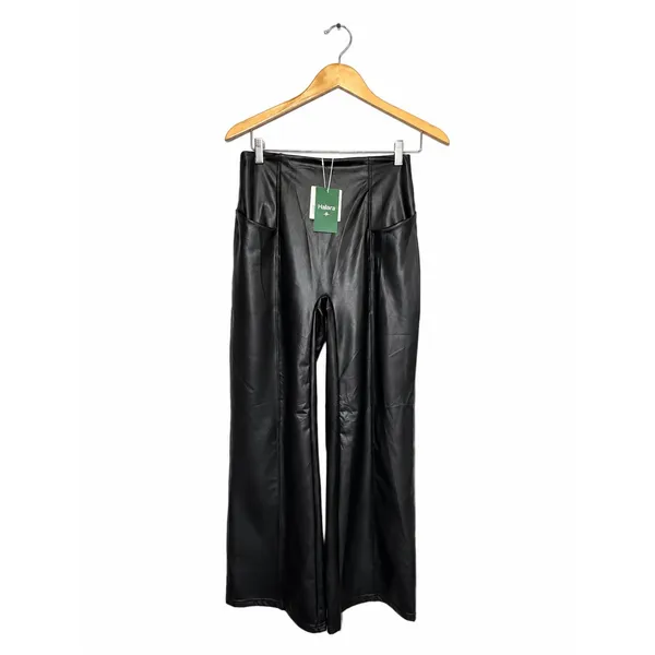 Halara Faux Leather Wide Leg Pants Womens Medium Black High Rise Pockets NWT - Image 2
