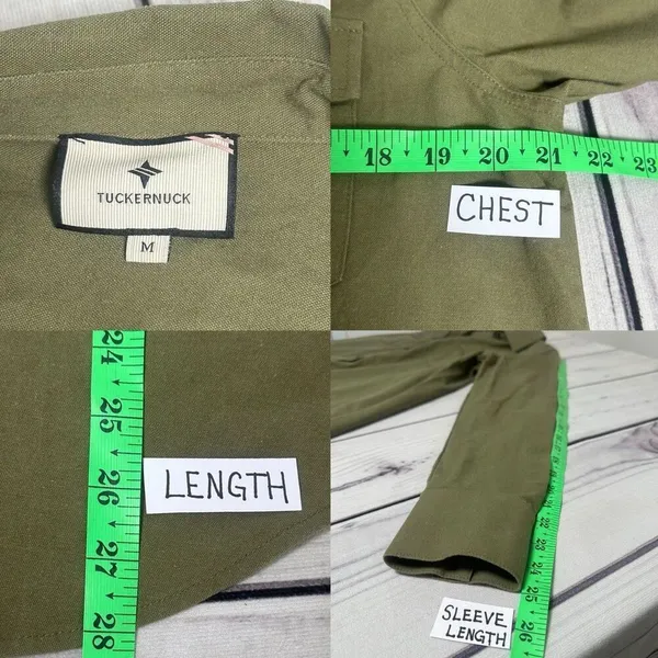 Tuckernuck Med Olive Steele Button Up Utility Blouse Shirt‎ Linen Blend Forest - Image 2