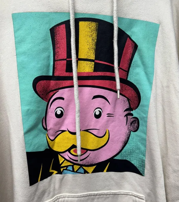 Monopoly Man Hooded Sweatshirt Tan Size XL - Image 2