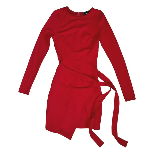 VICI‎ Red Long Sleeve Faux Wrap Side Tie Mini Dress DD7228VC Womens Medium - Image 7