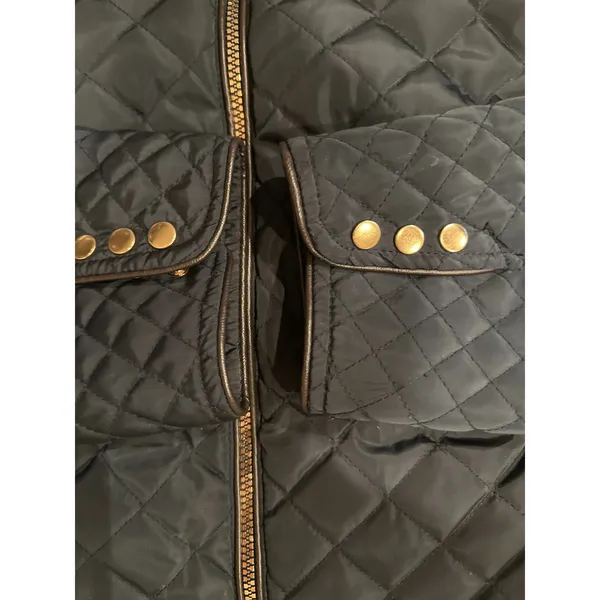 Quilted Moto Jacket Sherpa Lined Y2K Equestrian Elbow Patch Navy 1X Cavalini‎ - Image 7