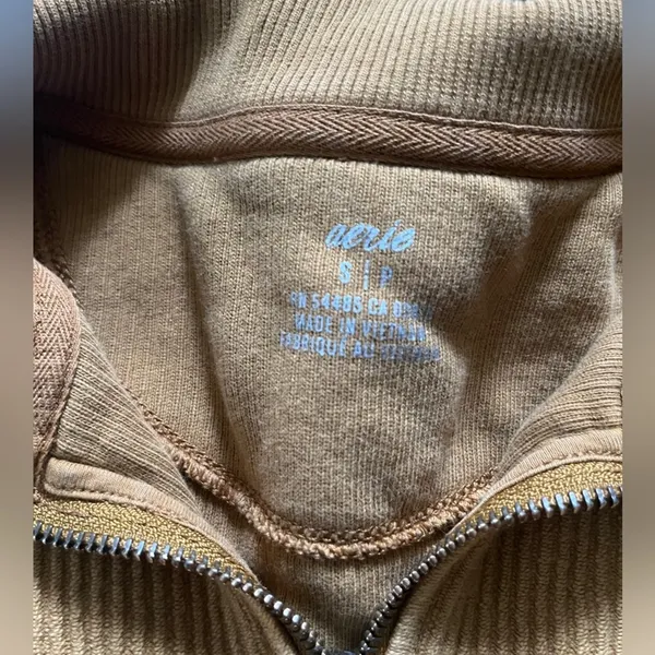 Aerie quarter zip oversized Henley sweater mustard yellow size small - Image 2