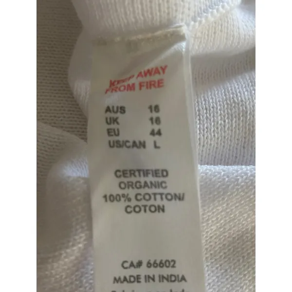 Orantique Naturally Australian White Organic Cotton Knit Cap Sleeve Top Large - Image 8